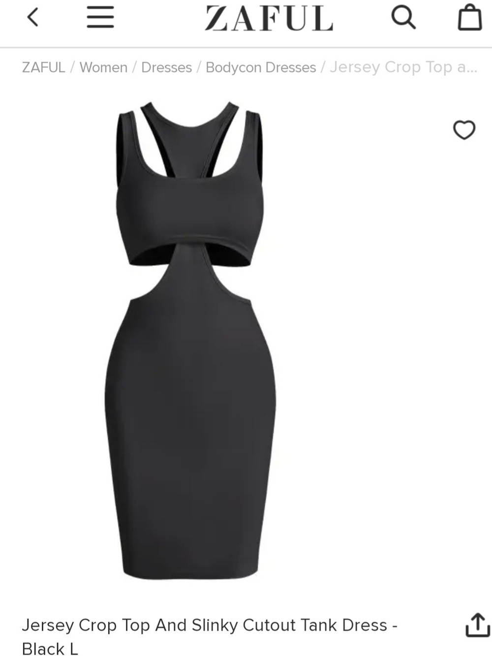 Zaful Black Cutout Jersey Bodycon Mini Dress